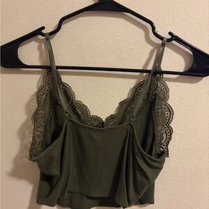 Fashion Nova Olive Lace-Trim Ribbed Cami